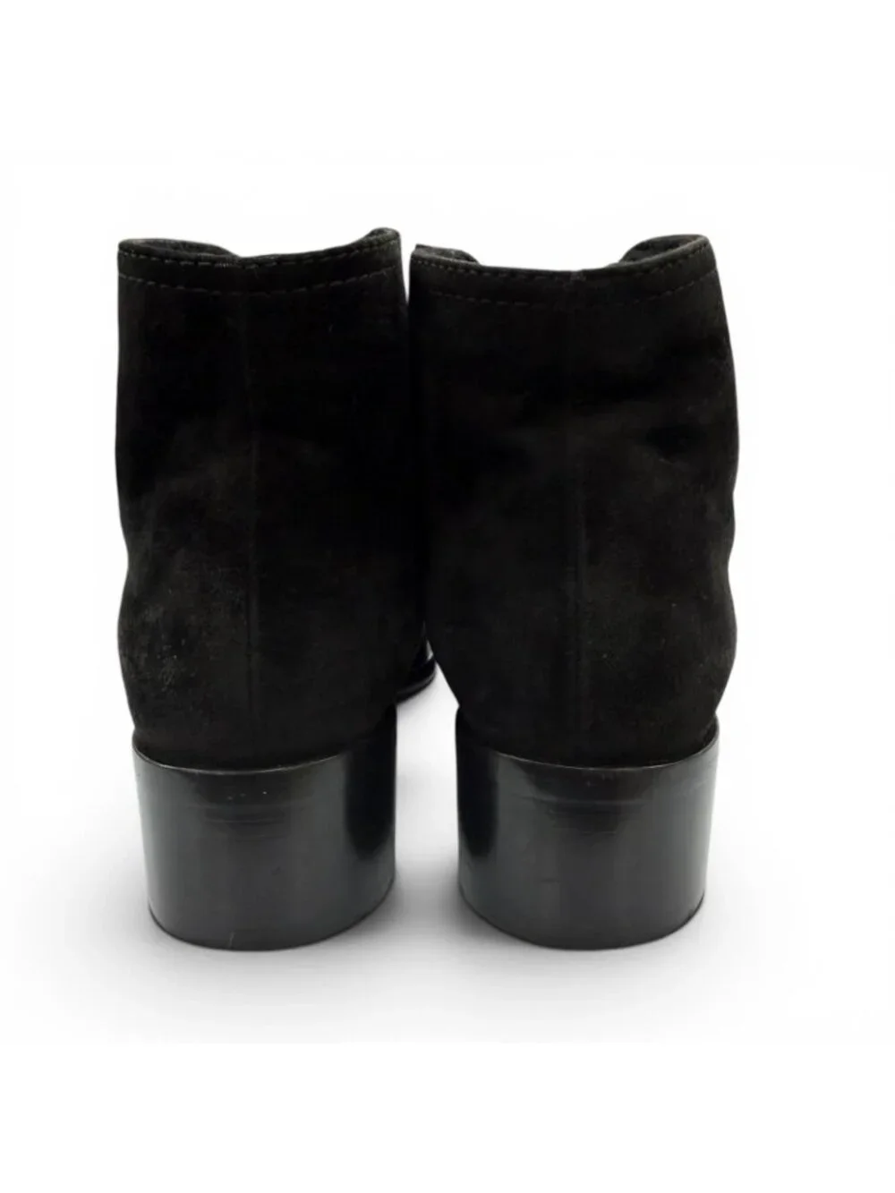 Chanel CC Logo Embroidery Shearling Boots Ankle Black